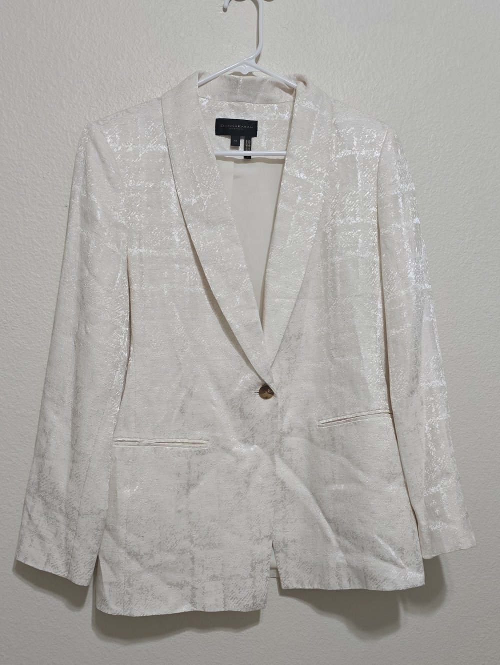Dana Buchman Ivory Shimmery Single-Button Blazer 14
